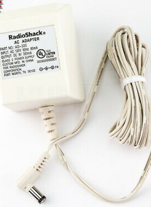 NEW RadioShack AC Adapter AD-320 Class 2 Power Supply DC Output 9VDC 9V 350mA 5.5m